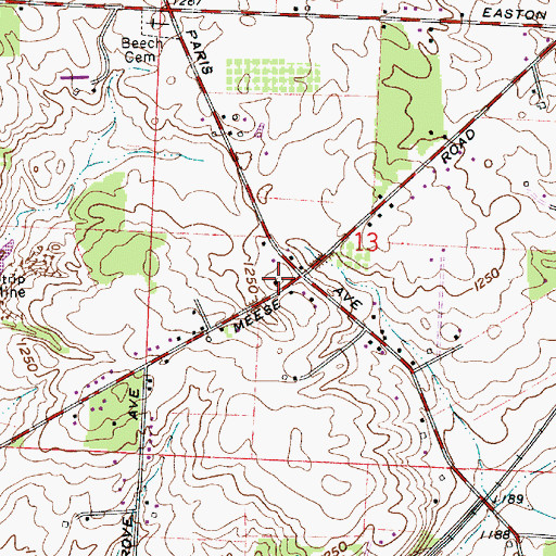 Topographic Map of Linden Hall School (historical), OH