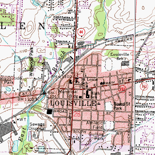 Topographic Map of Saint Louis Catholic Church, OH