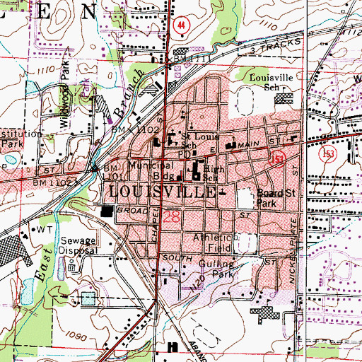 Topographic Map of Louisville City Hall, OH