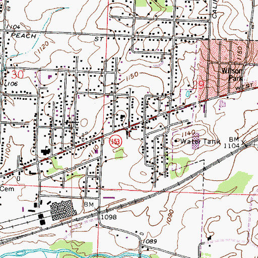 Topographic Map of Fairhope Evangelical United Brethren Church, OH