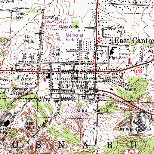 Topographic Map of East Canton Elementary School, OH
