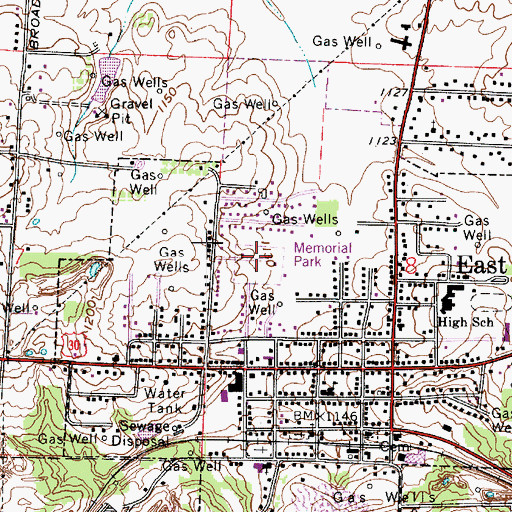 Topographic Map of Memorial Park, OH