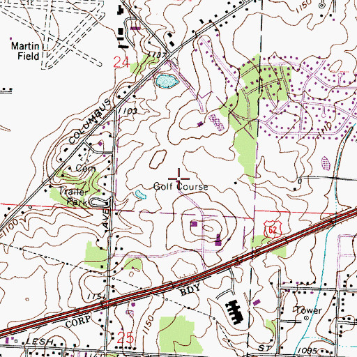 Topographic Map of Skyland Pines Golf Club, OH