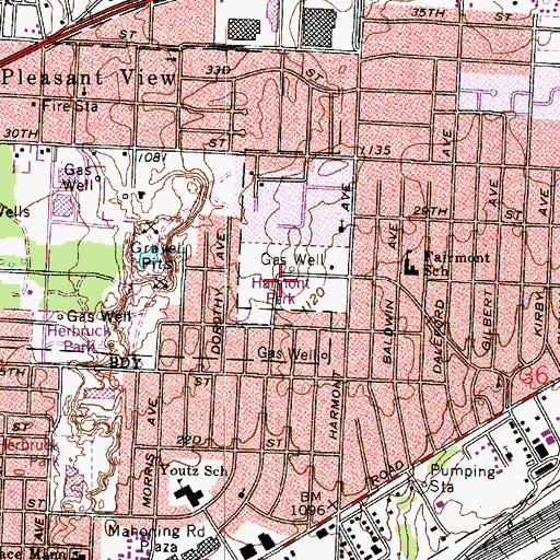 Topographic Map of Harmont Park, OH