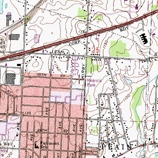 Topographic Map of Rearick Park, OH