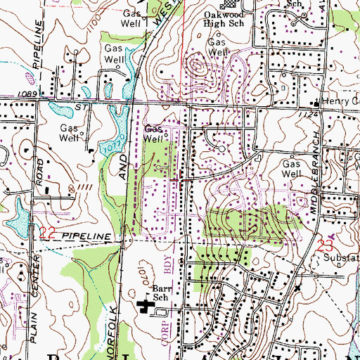 Topographic Map of Willow Brook Heights, OH
