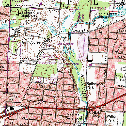 Topographic Map of Oak Park, OH