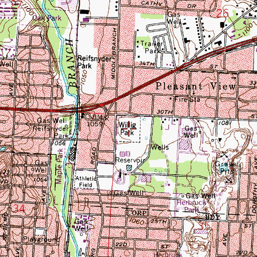 Topographic Map of Willig Park, OH