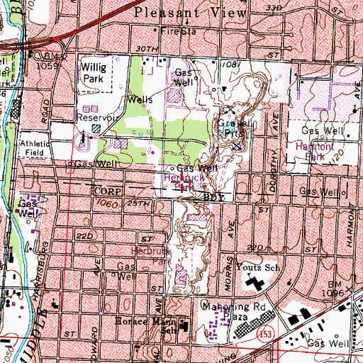 Topographic Map of Herbruck Park, OH