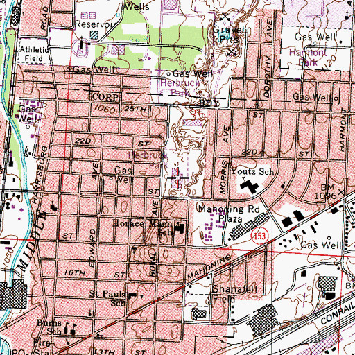 Topographic Map of Crenshaw Junior High School, OH