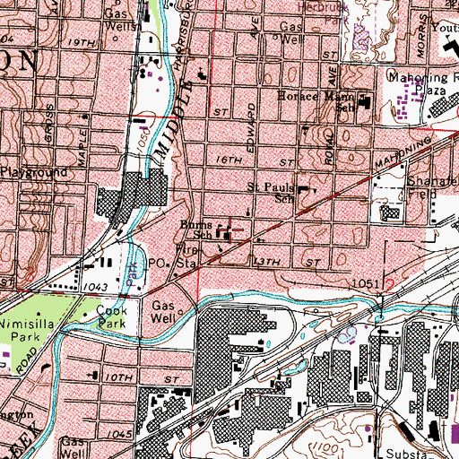 Topographic Map of Madge Youtz Branch Stark County Library, OH