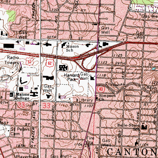 Topographic Map of Harvard Park, OH