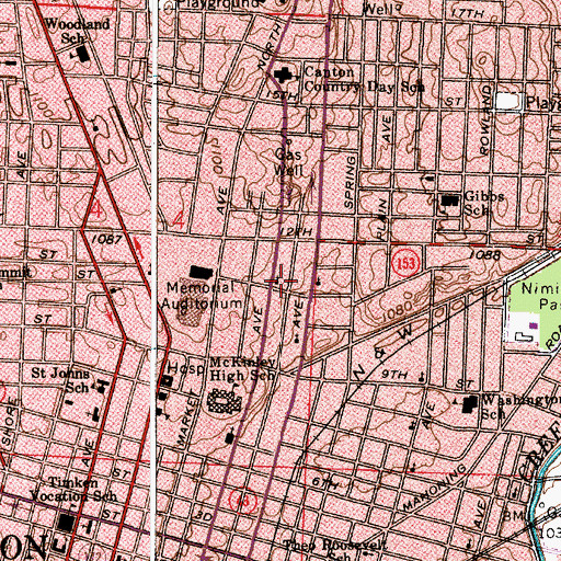 Topographic Map of Walnut Street Church of Christ, OH