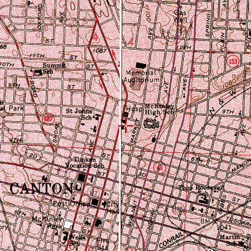 Topographic Map of Saint Peters School, OH