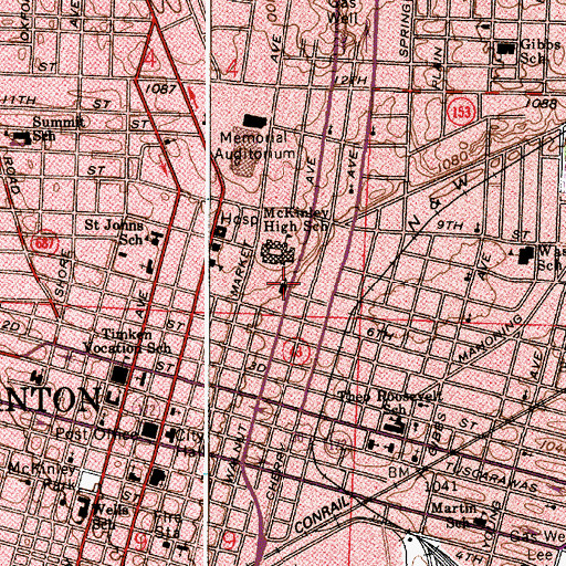 Topographic Map of Martin Luther Lutheran Church, OH