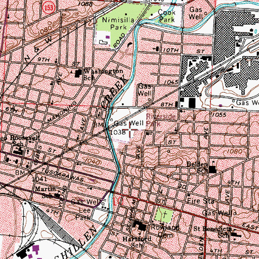 Topographic Map of Riverside Park, OH