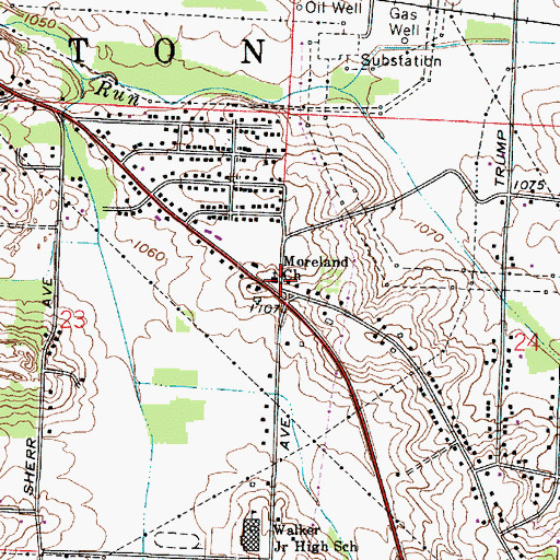 Topographic Map of Moreland Church, OH