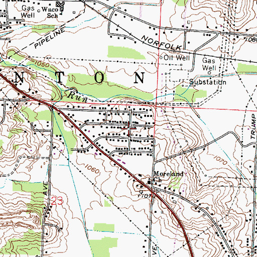 Topographic Map of Moreland, OH