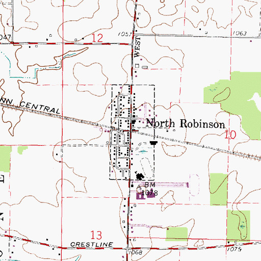 Topographic Map of North Robinson, OH