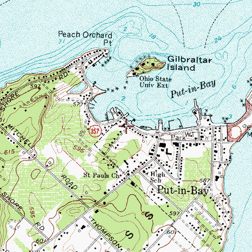 Topographic Map of Bay View Yacht Club, OH
