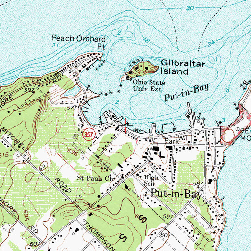 Topographic Map of Dodge Dock, OH