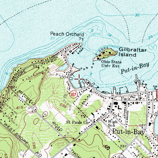 Topographic Map of Squaw Harbor, OH