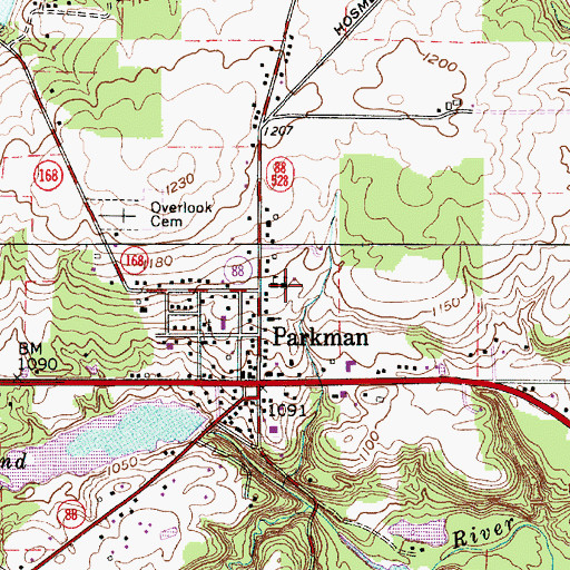Topographic Map of Parkman Elementary School, OH