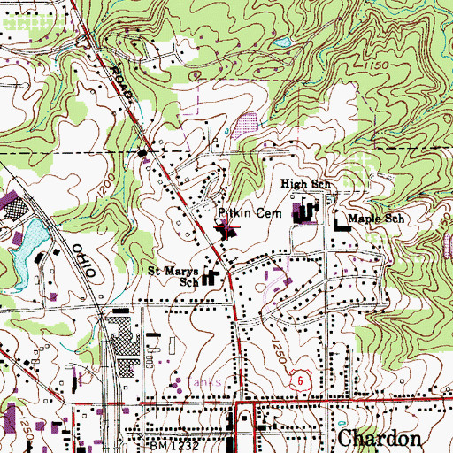 Topographic Map of Chardon Middle School, OH