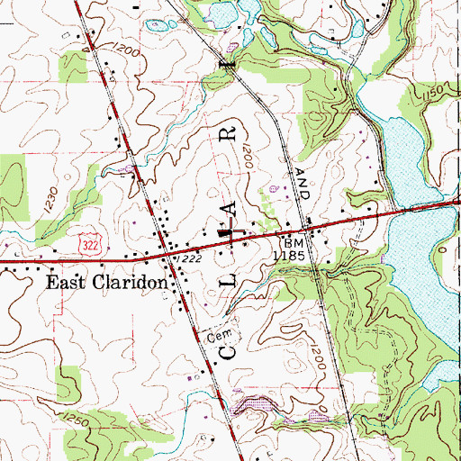 Topographic Map of Claridon Elementary School (historical), OH
