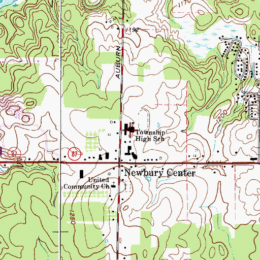Topographic Map of Newbury High School, OH