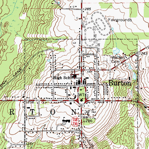 Topographic Map of Berkshire High School, OH