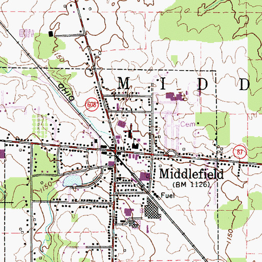 Topographic Map of Cardinal Middle School, OH