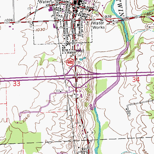 Topographic Map of Interchange 14, OH