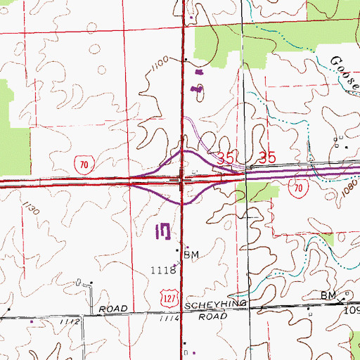 Topographic Map of Interchange 10, OH