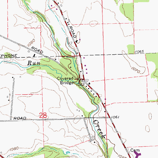 Topographic Map of Christman Bridge, OH