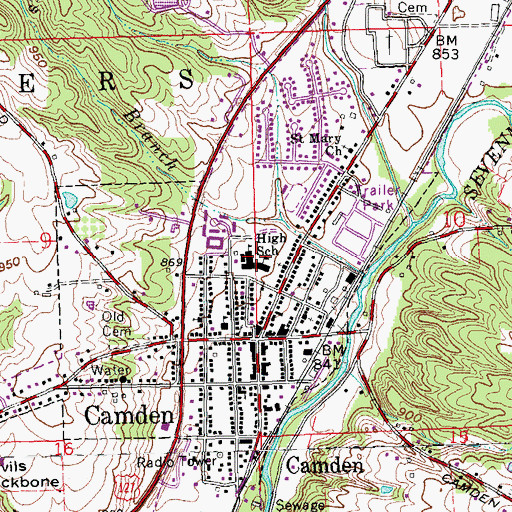 Topographic Map of Camden Elementary School, OH