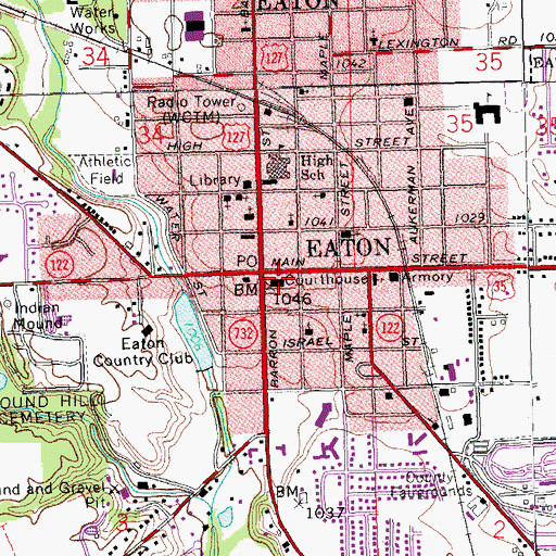 Topographic Map of Preble County Courthouse, OH