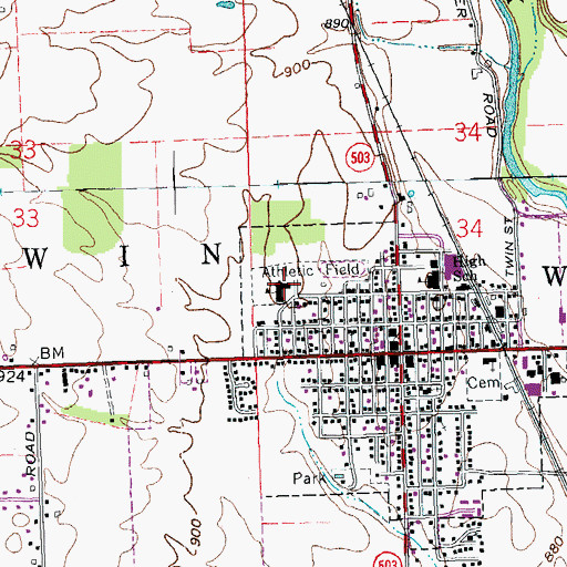 Topographic Map of West Alexandria Elementary School, OH