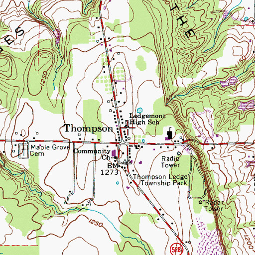 Topographic Map of Ledgemont Elementary School, OH