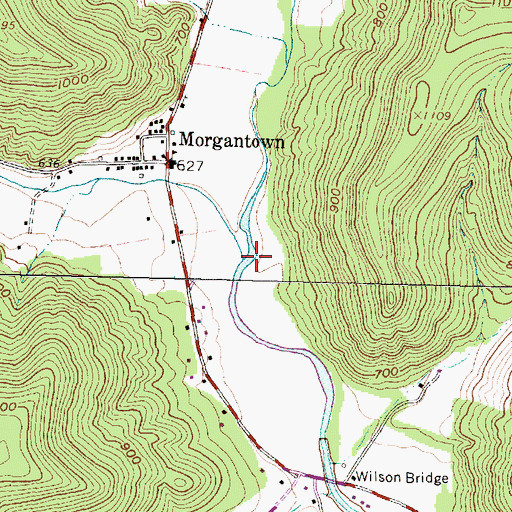 Topographic Map of Left Fork Morgan Fork, OH