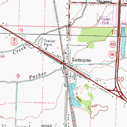 Topographic Map of Lemoyne, OH