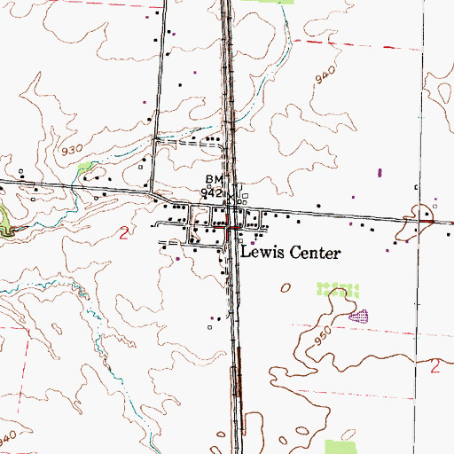 Topographic Map of Lewis Center, OH