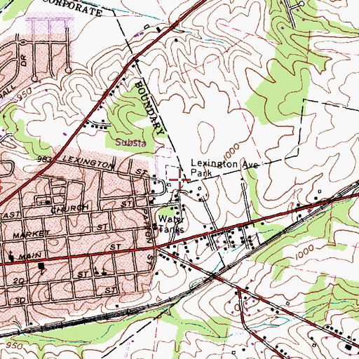 Topographic Map of Lexington Avenue Park, OH