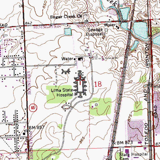 Topographic Map of Lima State Hospital (historical), OH
