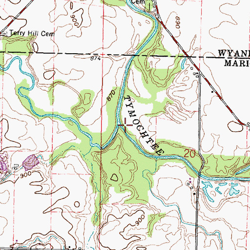 Topographic Map of Little Tymochtee Creek, OH