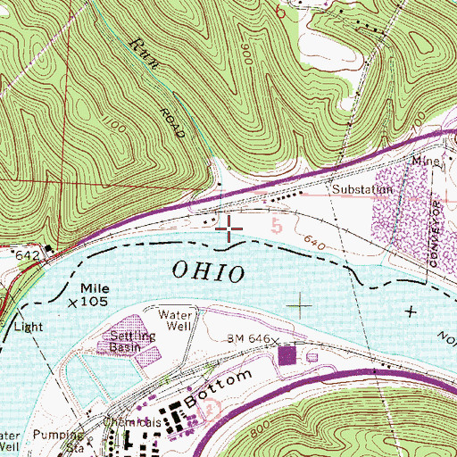 Topographic Map of Lockwood Run, OH
