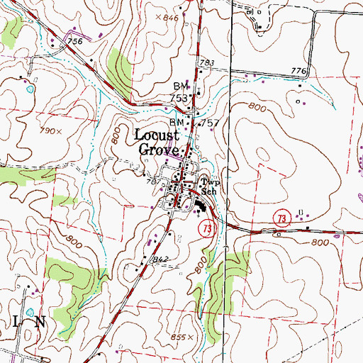 Topographic Map of Locust Grove, OH