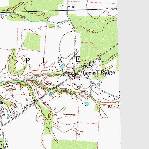Topographic Map of Locust Ridge, OH