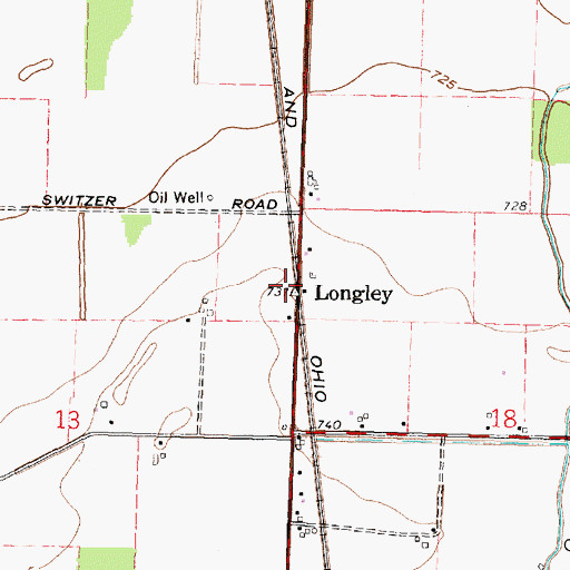Topographic Map of Longley, OH