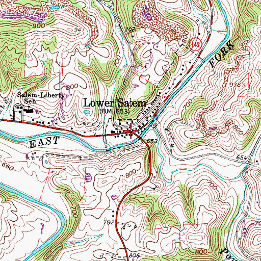 Topographic Map of Lower Salem, OH